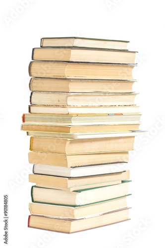 Books stack isolated on white background