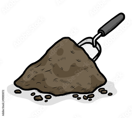 heap of soil and garden shovel 