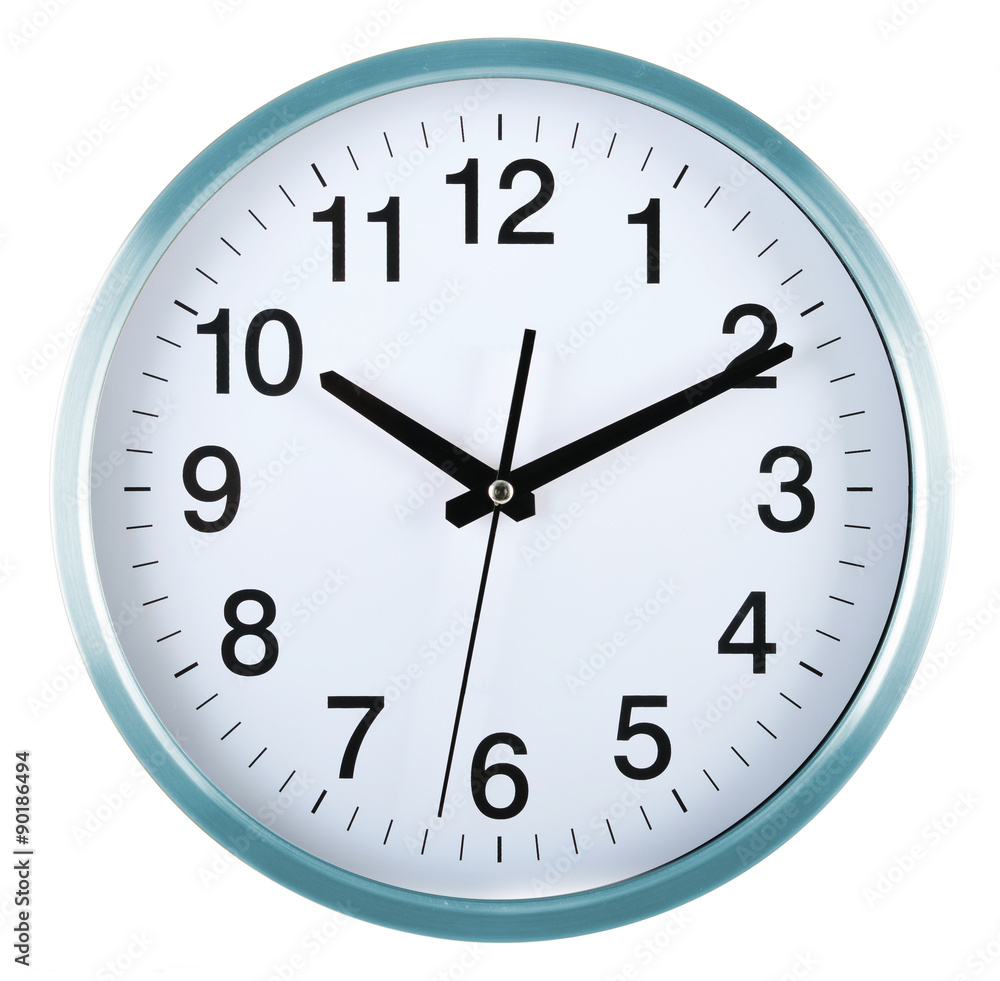 Wall clock isolated on white. Ten past ten. Wall clock isolated on white. Ten past ten.