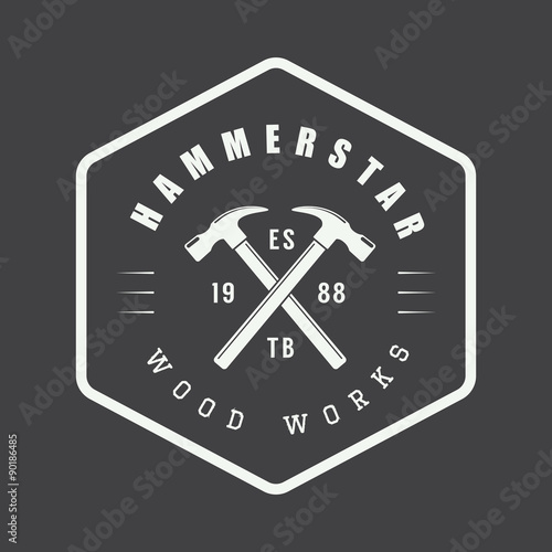 Vintage carpentry and mechanic label, emblem and logo
