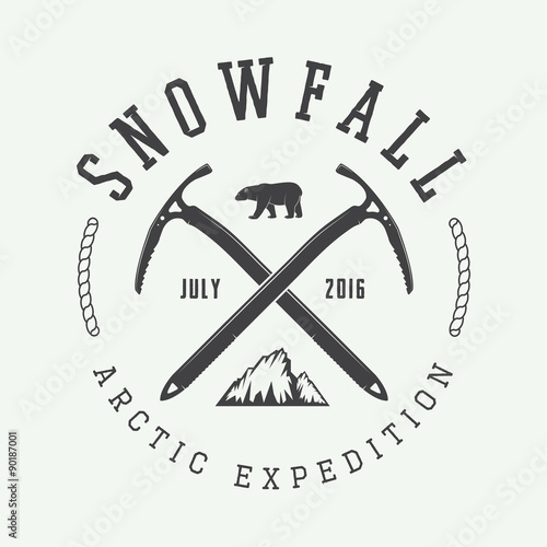 Vintage arctic mountaineering logo, badge, emblem.