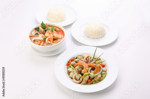 Thai Food, Stir-fried Black Pepper with Seafood Tom-Yum