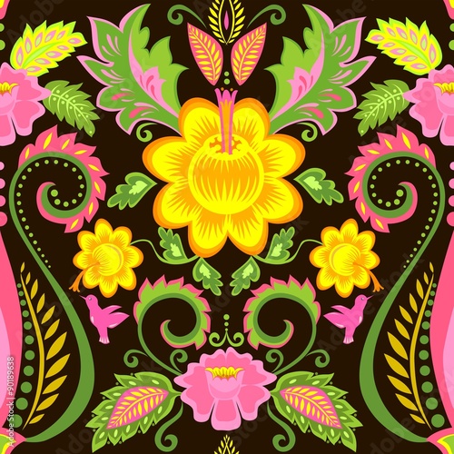 Vintage ornate wallpaper with floral pattern