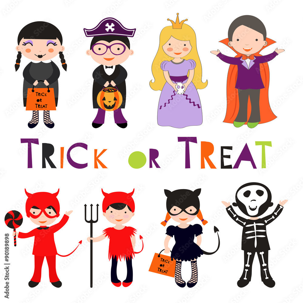 Cute colorful Halloween kids set Cute colorful Halloween kids set