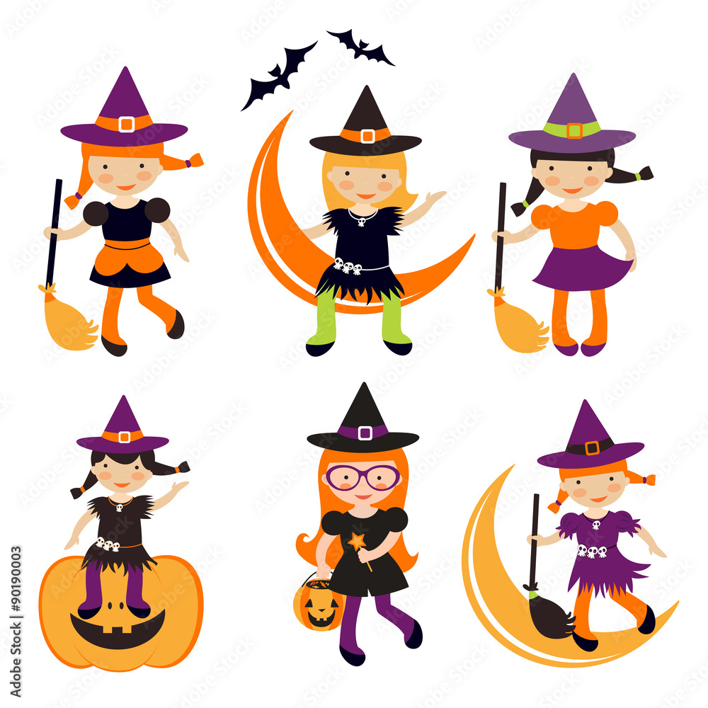 Cute collection of little Halloween witches Cute collection of little Halloween witches