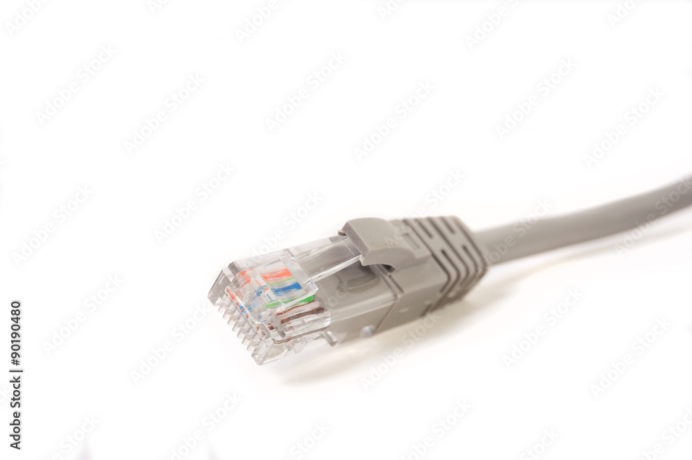 LAN cable / cord, CAT5E with RJ45 head for computer network connecting isolated on white background LAN cable / cord, CAT5E with RJ45 head for computer network connecting isolated on white background