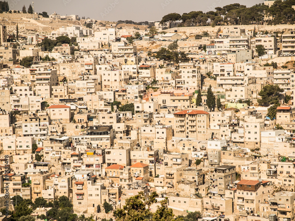 Panorama overlooking the Old City of Jerusalem, Israel, includin Panorama overlooking the Old City of Jerusalem, Israel, includin