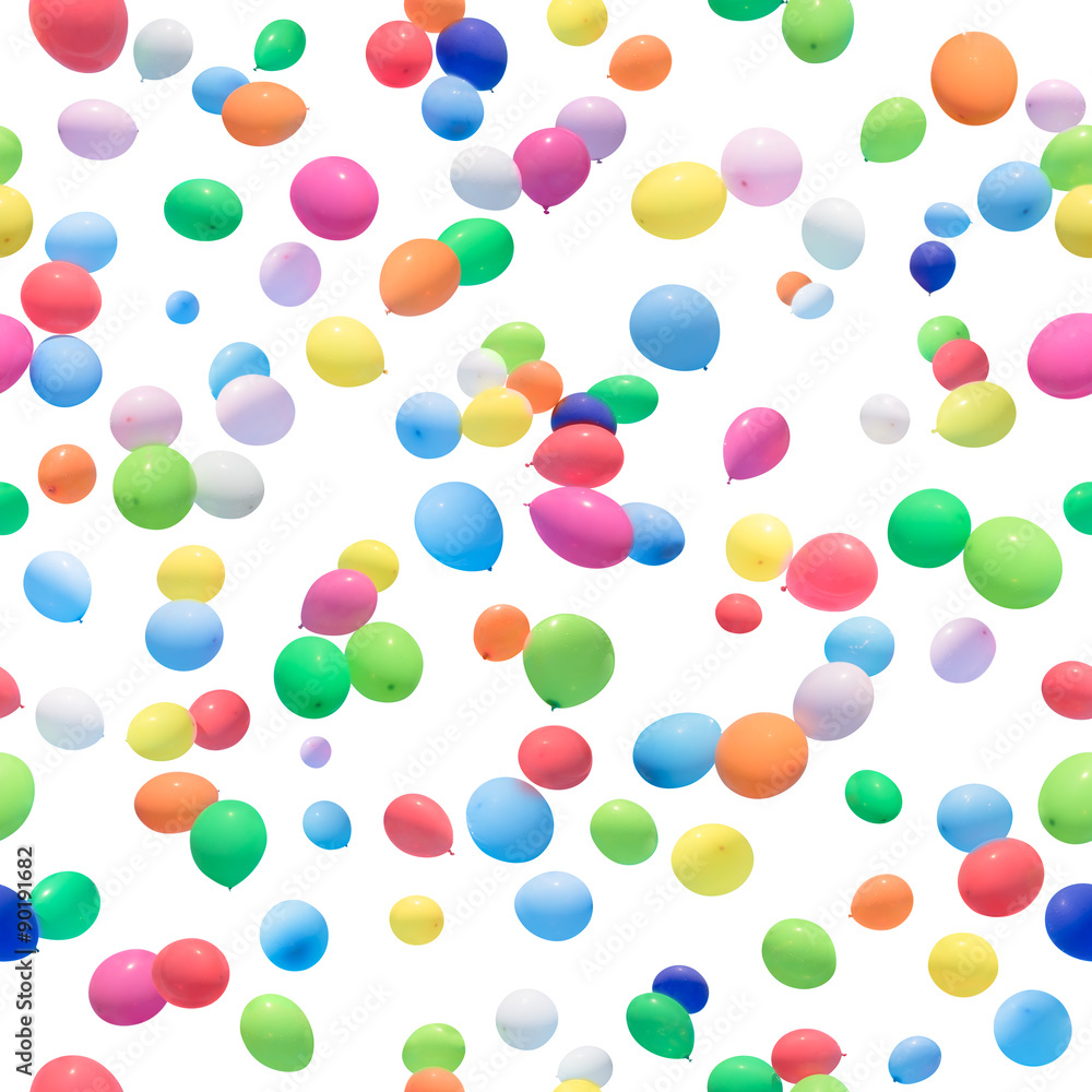 seamless, colorful, flying, wet balloons background, isolated on absolute white seamless, colorful, flying, wet balloons background, isolated on absolute white