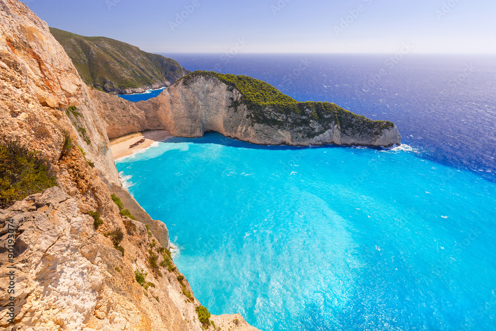 Fototapeta premium Beautiful Navagio Beach (Shipwreck beach) on Zakynthos Island, Greece