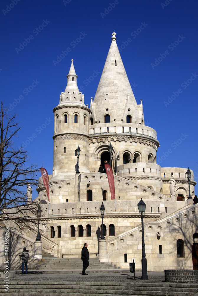 Fisherman's Bastion stairs in Budapest, Hungary