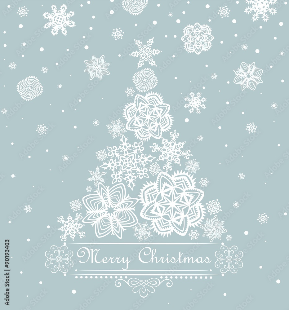 Xmas greeting with paper snowflakes design Xmas greeting with paper snowflakes design