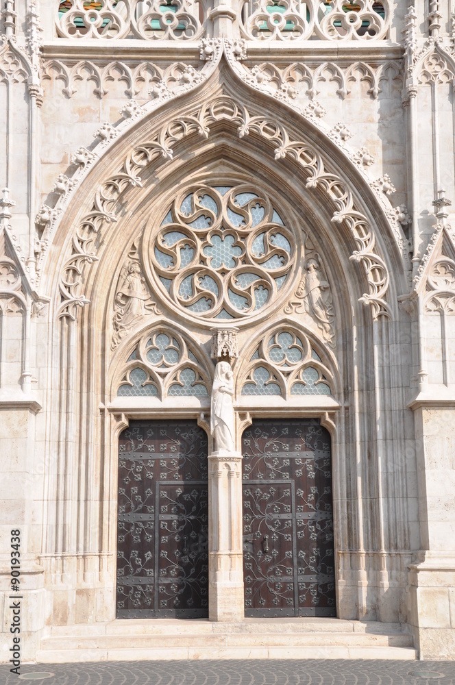 Ornate church door in Buda Hungary Ornate church door in Buda Hungary