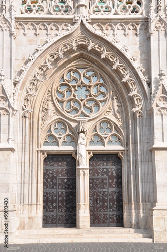 Ornate church door in Buda Hungary