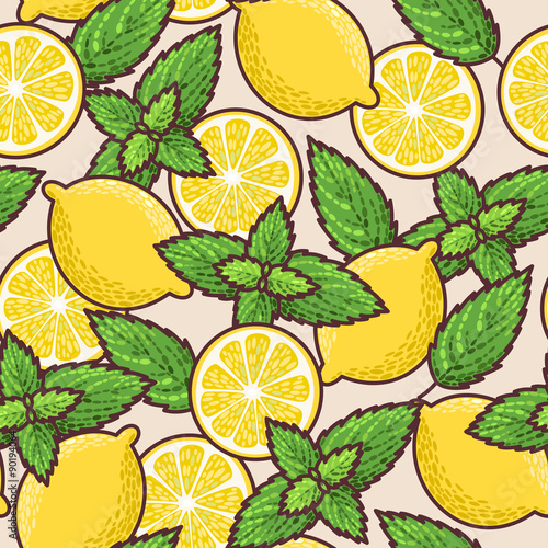 Seamless lemon and peppermint