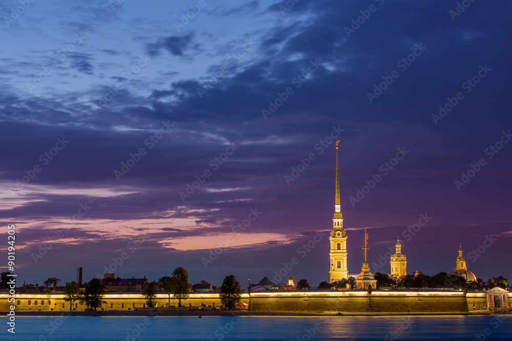 Fototapeta premium Peter and Paul Fortress at night