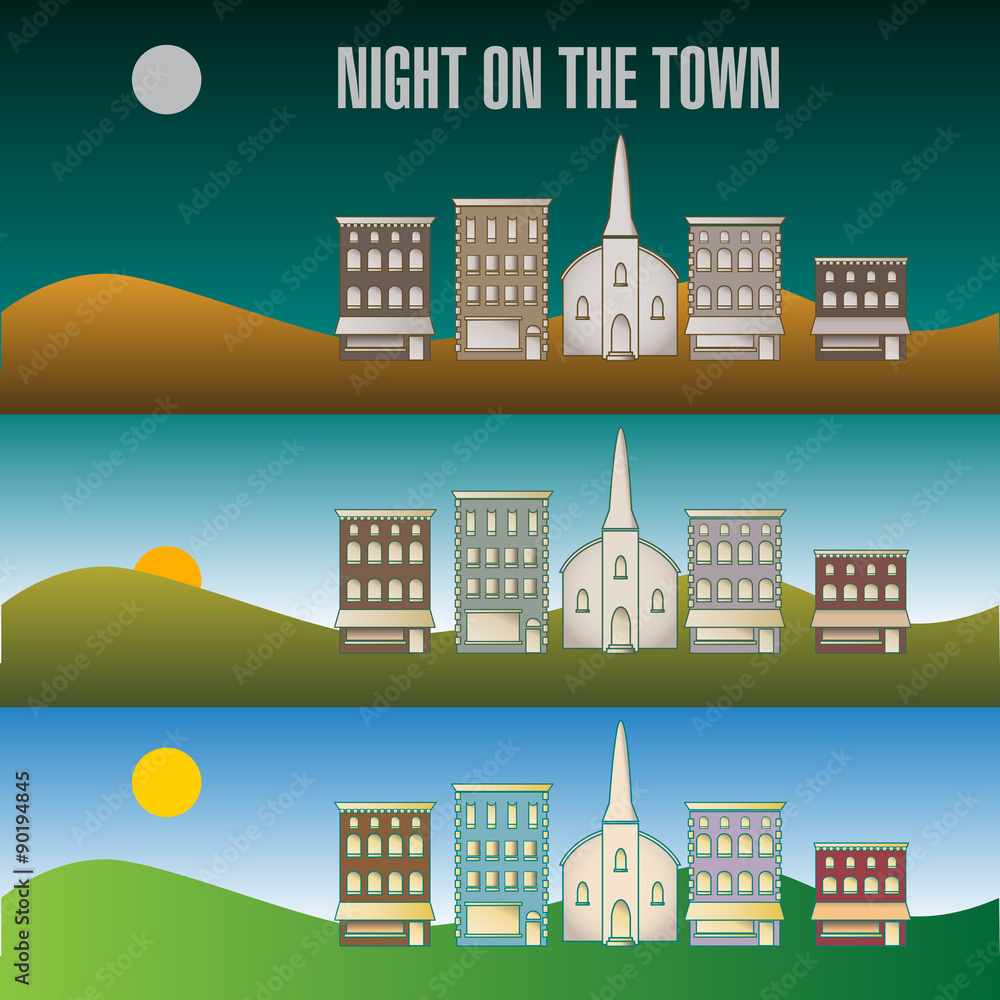 A Collection of Town Buildings for Print or Web