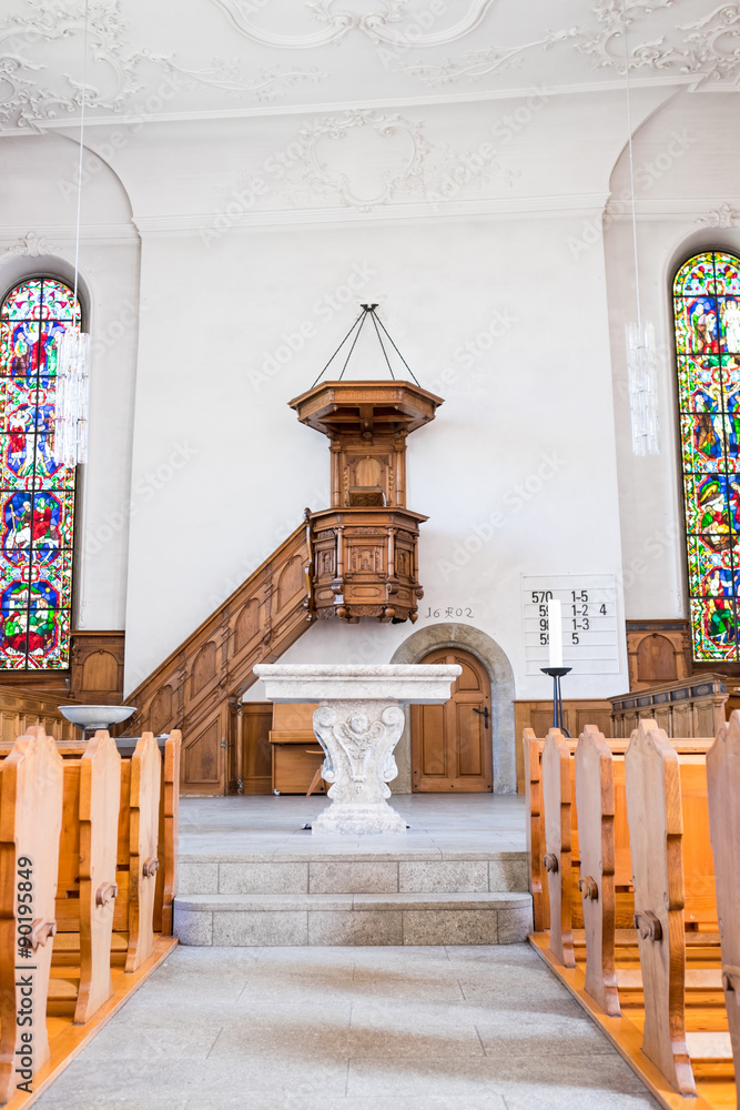 Kanzel und Altar in der Kirche Stock Photo | Adobe Stock