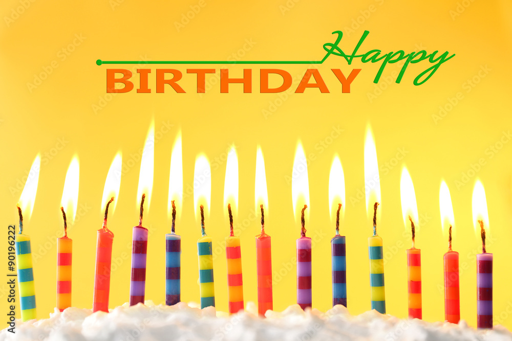 Birthday cake with candles on color background Birthday cake with candles on color background