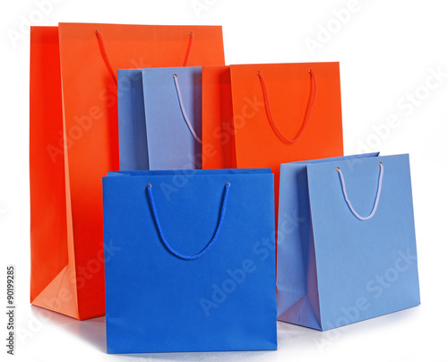 Paper shopping bags isolated on white