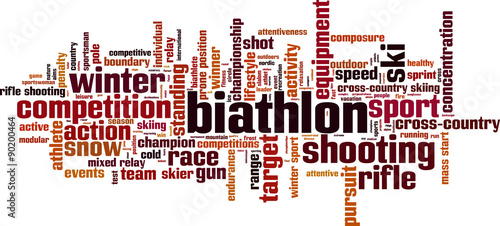 Biathlon word cloud concept. Vector illustration