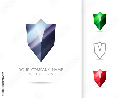 Abstract diamond shield logo design. Various geometric shapes.