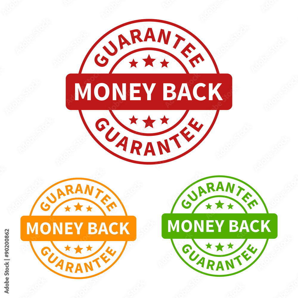 Money back guarantee seal or stamp flat icon Money back guarantee seal or stamp flat icon