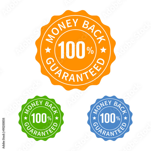 Money back guarantee seal or stamp flat icon