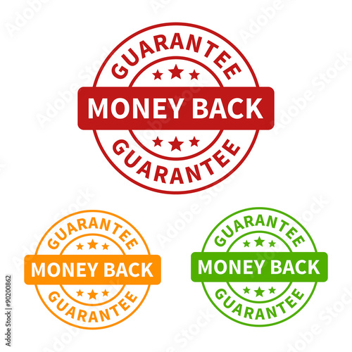 Money back guarantee seal or stamp flat icon