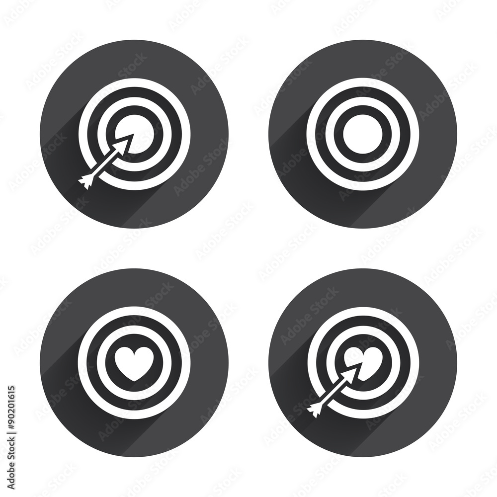 Target aim icons. Darts board signs symbols. Target aim icons. Darts board signs symbols.