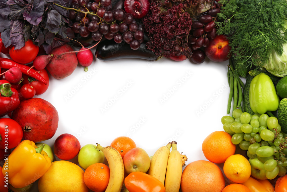 Heap of fruits and vegetables close up Heap of fruits and vegetables close up