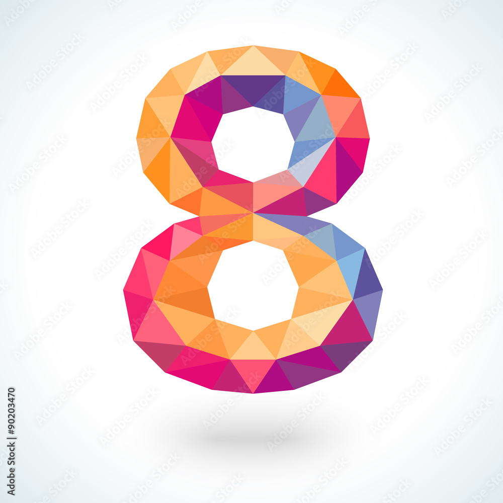 Number eight in modern polygonal crystal style. Number eight in modern polygonal crystal style.