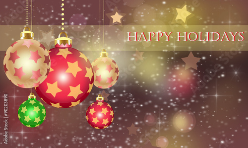 Christmas theme with gold orange glass balls