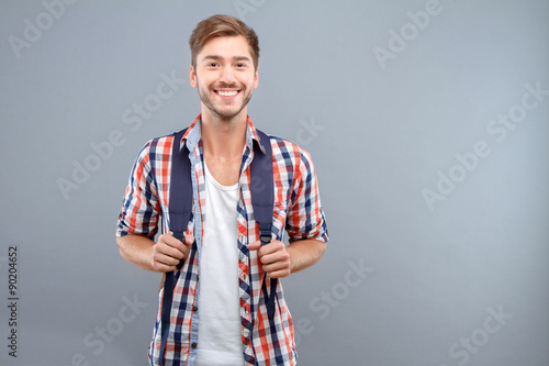 Canvas Print Happy student expressing emotions
