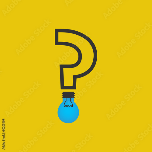 Flat vector question mark with a light bulb