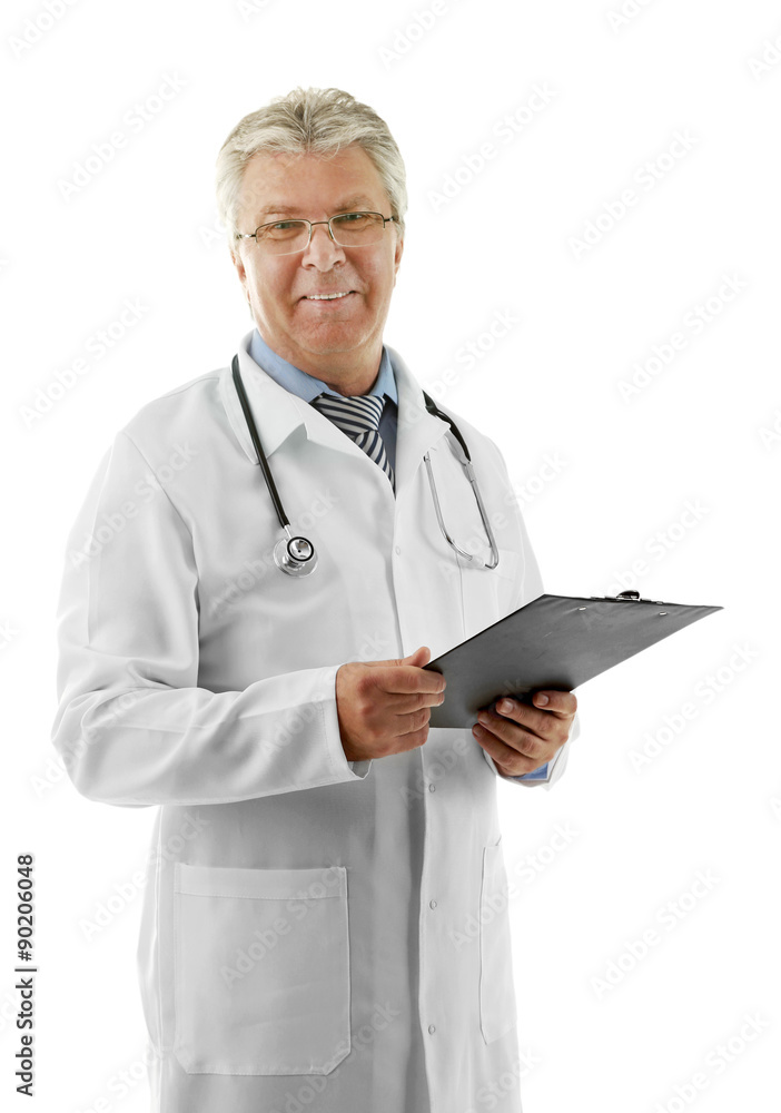 Doctor with clipboard isolated on white Doctor with clipboard isolated on white
