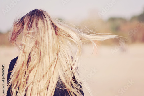 woman with long hairs in motion