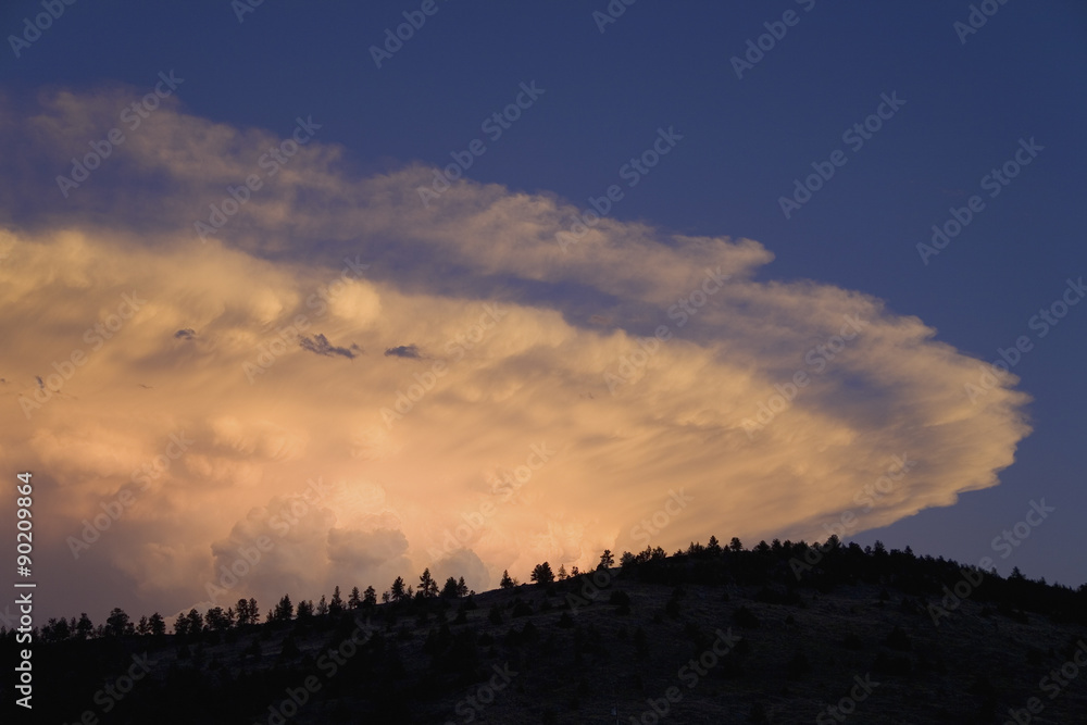Western sunset and spectacular clouds, Hot Springs, South Dakota