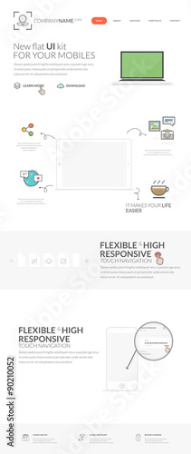 Web site design navigation elements: Complete website model template with icons