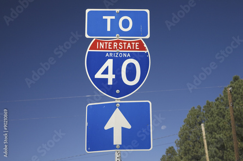 Road sign for Interstate 40 in Arizona