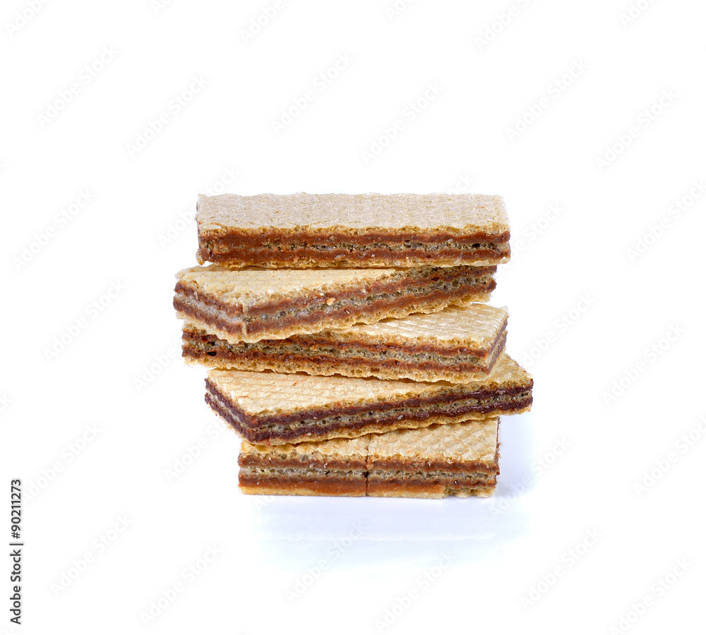 sweet wafer cream chocolate on white background sweet wafer cream chocolate on white background