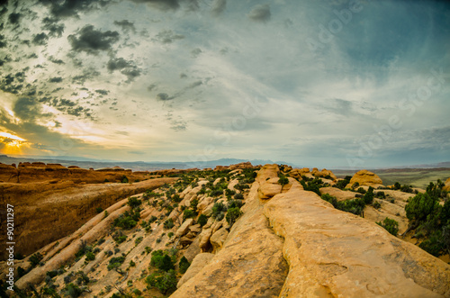 Slick Rock Hiking in Devils Garden in Morning Light