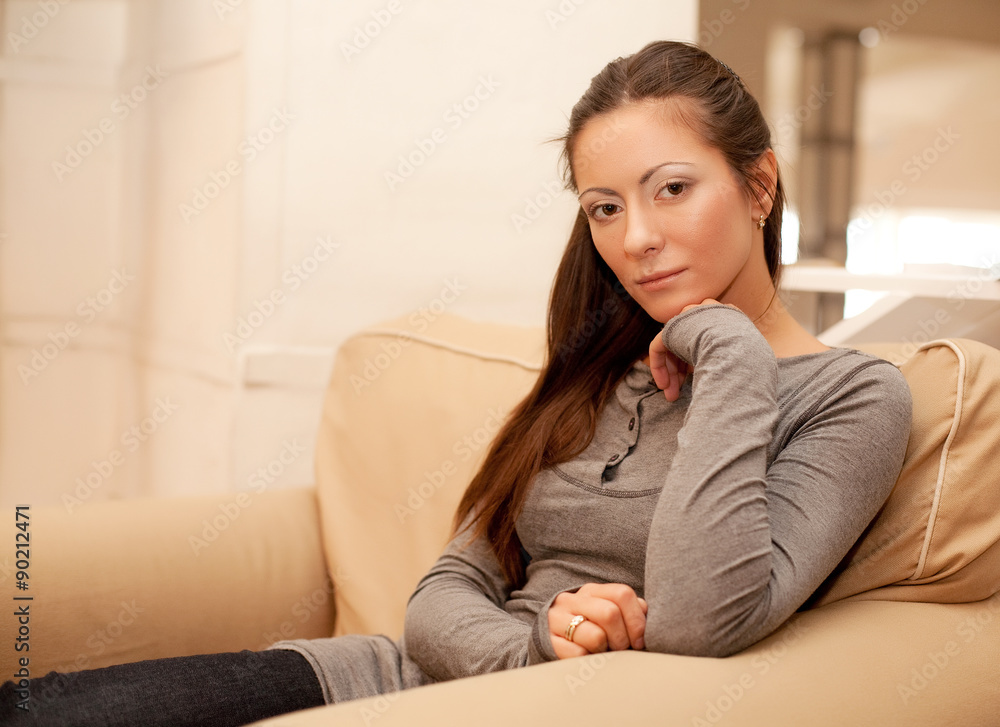 smiling woman at home smiling woman at home