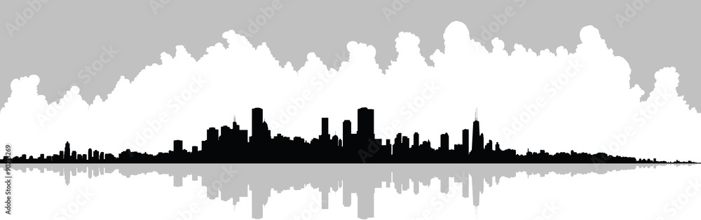 Skyline silhouette of the city of Chicago, Illinois, United States of America. 