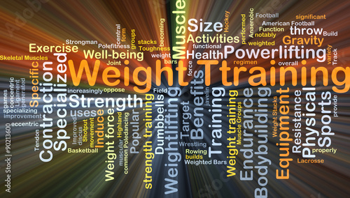 Weight training background concept glowing