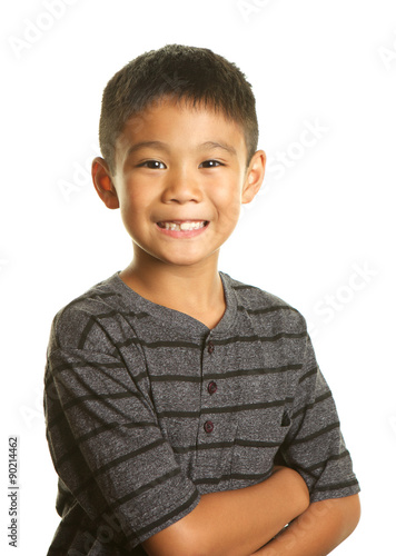 Cute, Handsome, Happy Filipino Boy on White Background