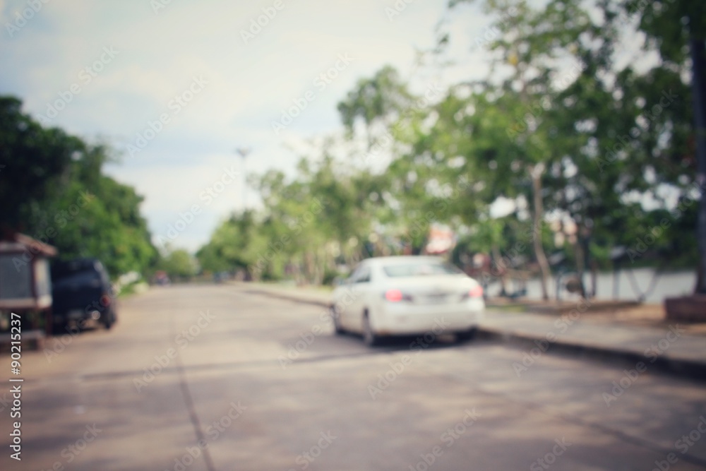 Blurred of car on road