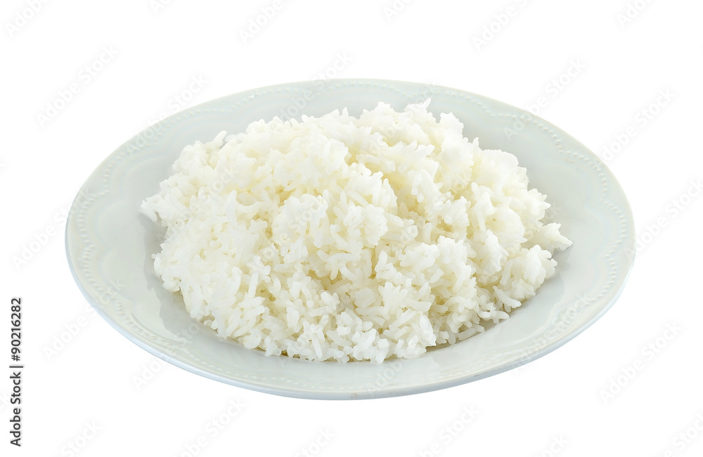 Rice with white plated isolated on the white background Rice with white plated isolated on the white background