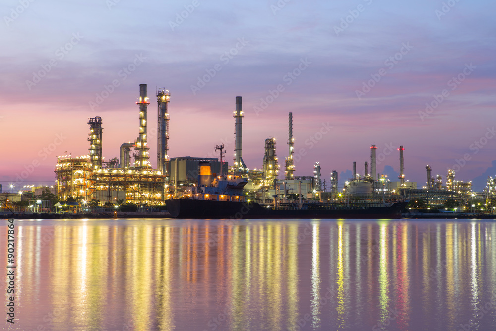 oil refinery industry plant at twilight morning