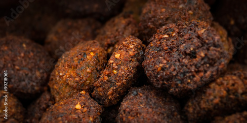 Group of falafel close up deep fried cooked
