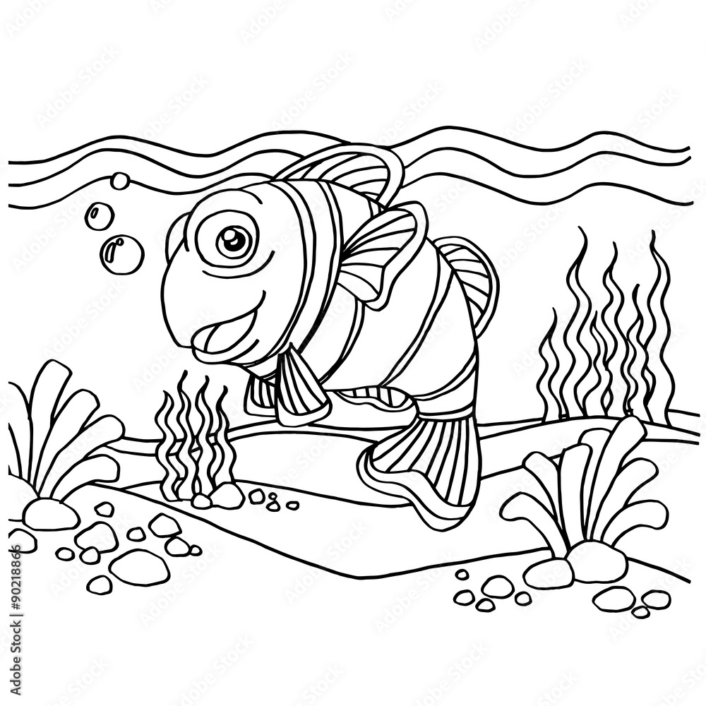 Fototapeta premium clownfish coloring pages vector 